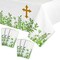 6-Pack Religious Table Covers for Easter Party, Baptism, First Communion, Catholic Gold Cross Plastic Tablecloth - 54x108 inch - Party Accessory for Themed Events and Special Occasions